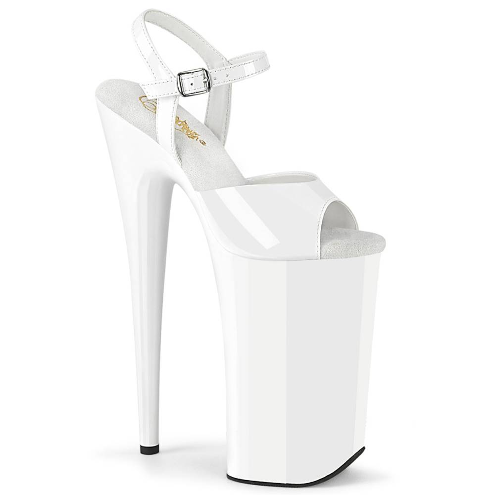 Pleaser - BEYOND-009 Sandaal met enkelband, Paaldans schoenen - Wit